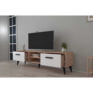Kayra  180 Cm 2 Çekmeceli̇ Tv Sehpasi - Atlanti̇k Çam - Beyaz
