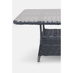 Leo 3'lü Rattan Bahçe Oturma Grubu - 3+1+1+2 Puf + Masa Bahçe Takımı - Özel Teslimat Ve Montaj