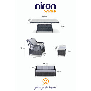 Leo 3'lü Rattan Bahçe Oturma Grubu - 3+1+1+2 Puf + Masa Bahçe Takımı - Özel Teslimat Ve Montaj