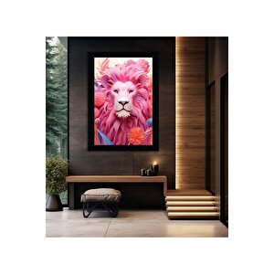 Pink Leon Ev Ve Ofis Dekoratif Çerçeve Görünümlü Tablo