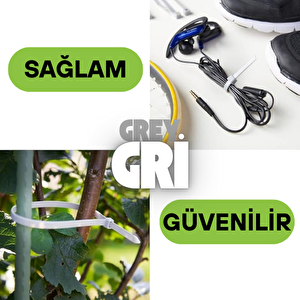 3.6x370 Mm Şeffaf Gri Plastik Kablo Bağı Klipsi Cırt Kelepçe 100 Adet
