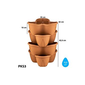 So-pks3 Pamukkale Dekoratif Saksı Çilek Saksı 4'lü Set 12.5 Litre Kiremit No 3