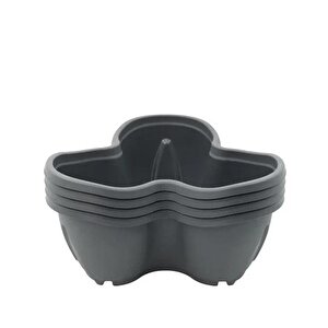 Omnipazar So-pks3 Pamukkale Dekoratif Saksı Çilek Saksı 4'lü Set 12.5 Litre Antrasit No 3