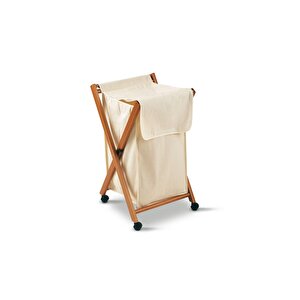 Beyaz Lake Renk Ahşap Çamaşır Sepeti