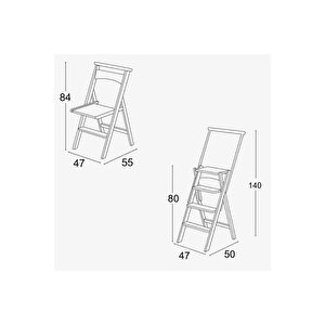 Kiraz Ağacı Renk Ahşap 4 Basamaklı Meridivene Dönüşebilen Sandalye