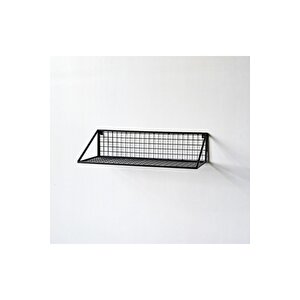Küçük Boy 60x25x15 Tel Duvar Rafı (si̇yah Renk)