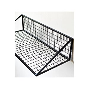 Küçük Boy 60x25x15 Tel Duvar Rafı (si̇yah Renk)