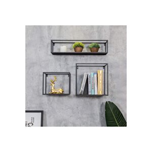 Metal Dekoratif 3’lü Duvar Raf Modeli