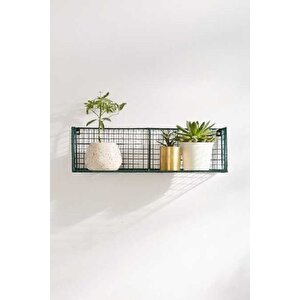 Metal 2li Set Rüstik Çalışma Odası, Banyo Ve Mutfak Tel Duvar Rafı - Siyah