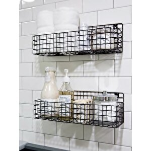Rüstik 2’li Telli Banyo Ve Mutfak Rafı - Siyah