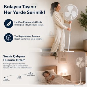 Kumtel Ktf-290 Beyaz Vantilatör 16'' (3p)