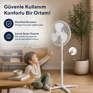 Kumtel Ktf-290 Beyaz Vantilatör 16'' (3p)