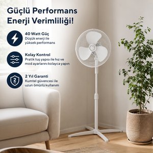 Kumtel Ktf-290 Beyaz Vantilatör 16'' (3p)