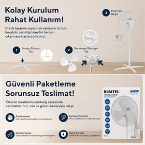 Kumtel Ktf-290 Beyaz Vantilatör 16'' (3p)