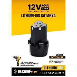 Sgs 5137 Profesyonel Akülü Vidalama Yedek Batarya 12 Volt (1.5ah)