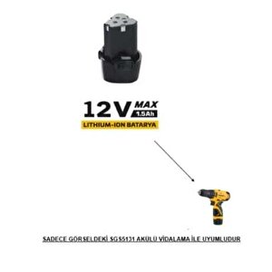 Sgs 5137 Profesyonel Akülü Vidalama Yedek Batarya 12 Volt (1.5ah)