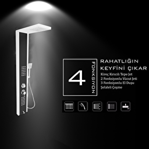 Çift Renk Beyaz-Antrasit Gri Masajlı Duş Seti - Dikey Jakuzi - Robot Duş - El Duşu - Duş Kolonu - Duş Paneli