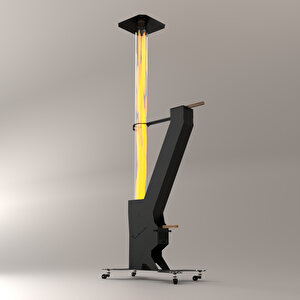 ® Solarflame™ Camlı Füze Tipi Tekerlekli Roket Pelet Sobası - Dış Mekan Bahçe Cafe Isıtıcı