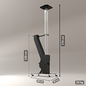® Solarflame™ Camlı Füze Tipi Tekerlekli Roket Pelet Sobası - Dış Mekan Bahçe Cafe Isıtıcı