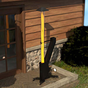 Kamp Ayısı® Solarflame™ Camlı Füze Tipi Tekerlekli Roket Pelet Sobası - Dış Mekan Bahçe Cafe Isıtıcı