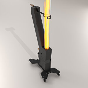 Kamp Ayısı® Solarflame™ Camlı Füze Tipi Tekerlekli Roket Pelet Sobası - Dış Mekan Bahçe Cafe Isıtıcı