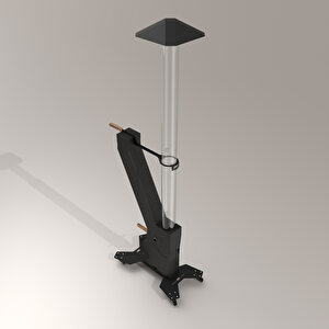 Kamp Ayısı® Solarflame™ Camlı Füze Tipi Tekerlekli Roket Pelet Sobası - Dış Mekan Bahçe Cafe Isıtıcı