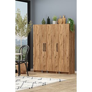 Erzak Dolabı 3 Kapaklı 160 Cm Çok Amaçlı Banyo Kiler Dolabı Atlantik Çam Atlantik Çam