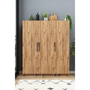 Erzak Dolabı 3 Kapaklı 160 Cm Çok Amaçlı Banyo Kiler Dolabı Atlantik Çam Atlantik Çam