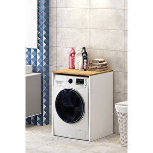 Minas Banyo Dolabı Çamaşır  Kurutma Makinesi Dolabı Sepetbeyaz