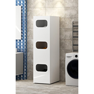 Alder Banyo Dolabı Kirli Sepeti Çamaşır Dolabı Beyaz