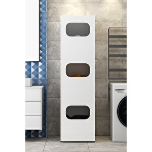 Alder Banyo Dolabı Kirli Sepeti Çamaşır Dolabı Beyaz