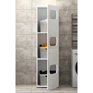 Alder Banyo Dolabı Kirli Sepeti Çamaşır Dolabı Beyaz