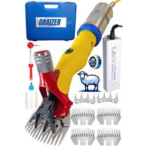 Graizer Alman Rus Tipi Adaptörlü Koyun Makinesi Kirkma Makinasi 4 Tarak 2 Bıçak Beiyuan
