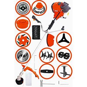Alman 11 İn 1 Setli Yan Tipi Benzinli Motorlu Ot Çalı Tırpanı Çim Biçme Makinesi Tırpan 11 Parça
