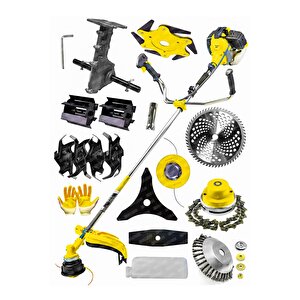 Alman 10 Parça Setli Yan Tipi Benzinli Motorlu Ot Çalı Tırpanı Çim Biçme Makinesi Tırpan