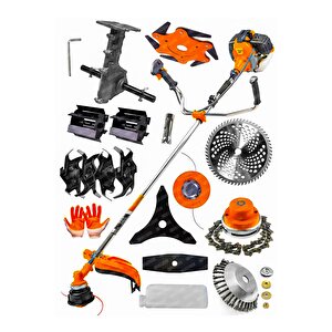 Alman 10 Parça Setli Yan Tipi Benzinli Motorlu Ot Çalı Tırpanı Çim Biçme Makinesi Tırpan