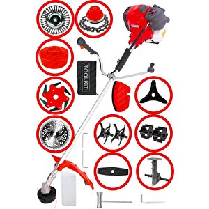 11 İn 1 Setli Yan Tipi Benzinli Motorlu Ot Çalı Tırpanı Çim Biçme Makinesi Tırpan 11 Parça