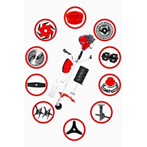 11 İn 1 Setli Yan Tipi Benzinli Motorlu Ot Çalı Tırpanı Çim Biçme Makinesi Tırpan 11 Parça