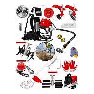 Alman Gtx-20 Sırt Tipi Benzinli Motorlu Ot Çalı Tırpanı Çim Biçme Makinesi Tirpan Çift Çapa