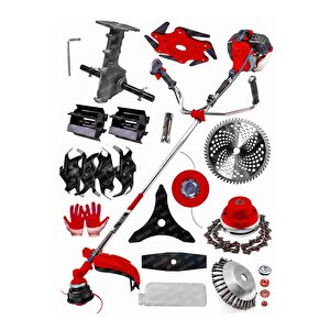 Alman 10 Parça Setli Yan Tipi Benzinli Motorlu Ot Çalı Tırpanı Çim Biçme Makinesi Tırpan