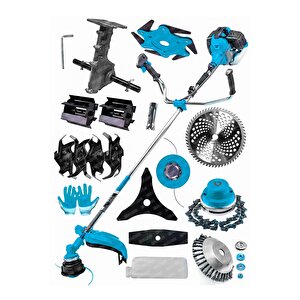 Alman 10 Parça Setli Yan Tipi Benzinli Motorlu Ot Çalı Tırpanı Çim Biçme Makinesi Tırpan