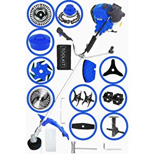 Alman 11 İn 1 Setli Yan Tipi Benzinli Motorlu Ot Çalı Tırpanı Çim Biçme Makinesi Tırpan 11 Parça