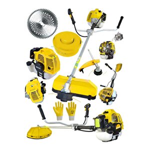 Alman Trex S6002 Yan Tipi Benzinli Motorlu Ot Çalı Tırpanı Çim Biçme Makinesi Tırpan Sarı