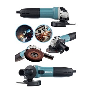 Alman 2000 Watt Professional Sjs Çift Metal Şanzuman Avuç Içi Taşlama Makinesi 125 Mm Mavi