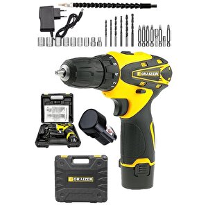 Alman 32 V Sjs Çift Metal Şanzuman Çift Akülü Şarjlı Vidalama Matkap + 24 Parça Set Sari Ar