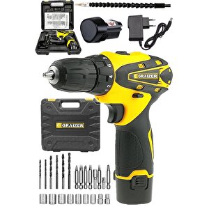 Alman 32 V Sjs Çift Metal Şanzuman Çift Akülü Şarjlı Vidalama Matkap + 24 Parça Set Sari Ar