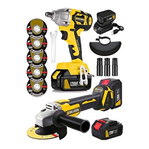 Alman Pro 128 V Profesyonel 2'li Set Somun Sıkma Taşlama Makinesi 2 Akülü Kömürsüz Motor