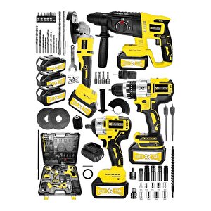 Alman 999 Vf 20 Ah 4 Lü Set Akülü Şarjlı Kırıcı Delici Taşlama Vidalama Somun Sökme Set