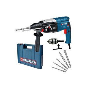 Alman 3000 Watt Kırıcı Delici 5.0 Joul Sjs Metal Dişli Şanzuman Hilti Darbeli Matkap + 5 Uç 28mm-gri