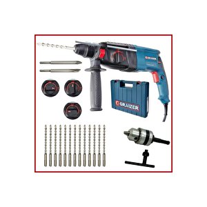 Alman 3000 Watt Kırıcı Delici Sjs Metal Dişli Şanzuman Hilti Darbeli Matkap + Yedek Mandren + 15 Uç